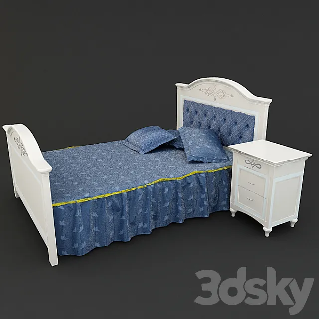 Bed and nightstand Domus mi_216 3DSMax File