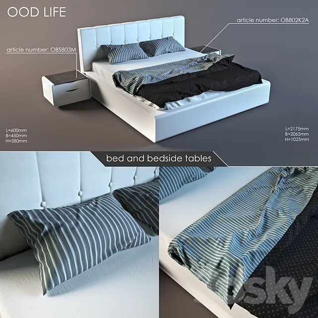 Bed and tubes factory “OOD LIFE”. made in China. 3DSMax File