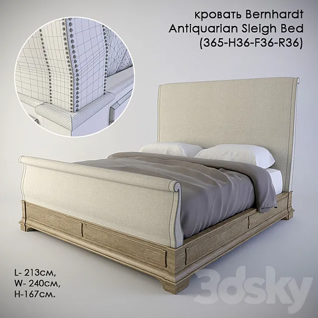 Bed Bernhardt Antiquarian Sleigh Bed (365-H36-F36-R36) 3DSMax File