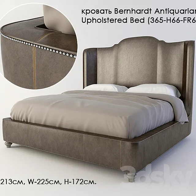 Bed Bernhardt Antiquarian Upholstered Bed (365-H66-FR66) 3DSMax File