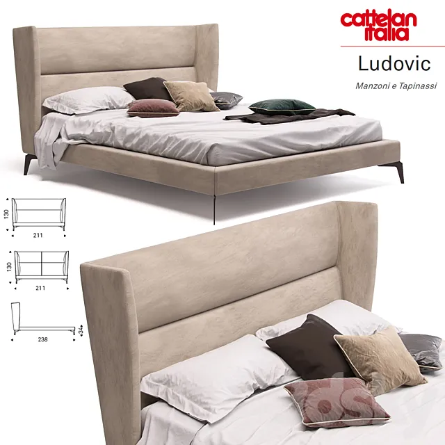 Bed Cattelan Italia Ludovic 3DS Max Model