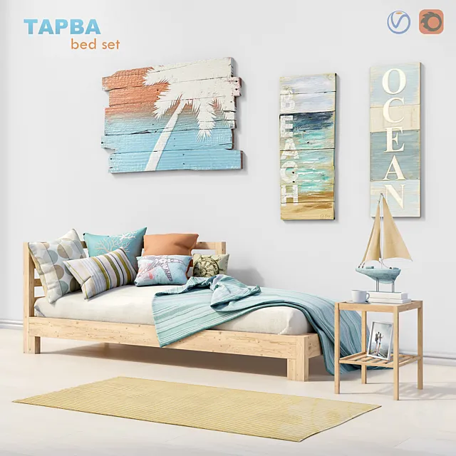 Bed daybed IKEA TARVA set 1 3DS Max Model