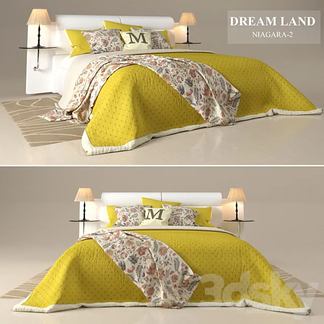 Bed “DreamLand_Niagara-2” with the author’s bedding 3DSMax File