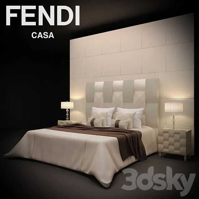 Bed FENDI casa 3DS Max Model