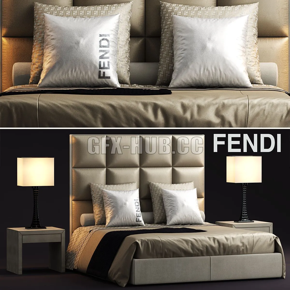 Bed fendi casa diamante 3dsMax Model