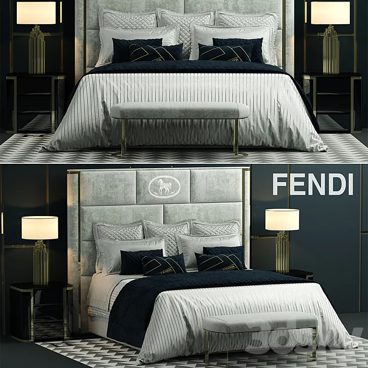 Bed fendi montgomery bed 3DS Max