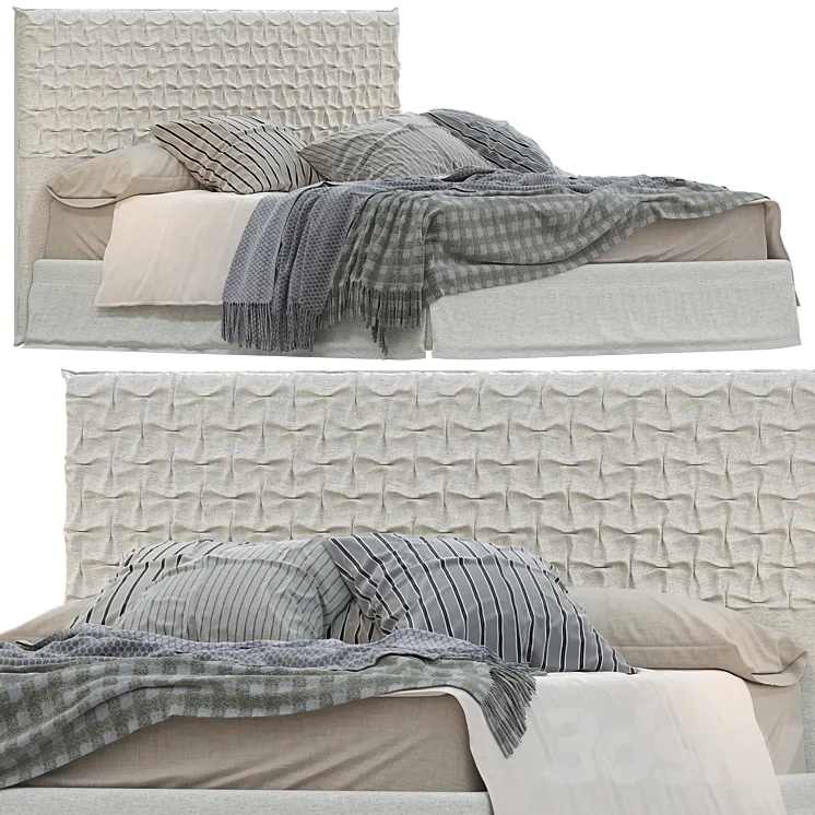 Bed from the factory Bolzan collection Clay headboard in the style of Sheen 3DS Max Model
