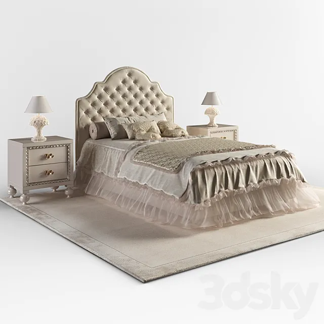 Bed Halley Spenser slim. bedside table ALTAMODA Mimi. lamp Halley Basamento grande love 3DSMax File