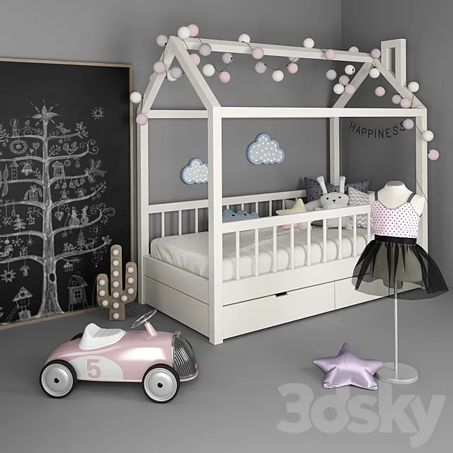 Bed “house” with a set of accessories for a nursery 2 3DSMax File