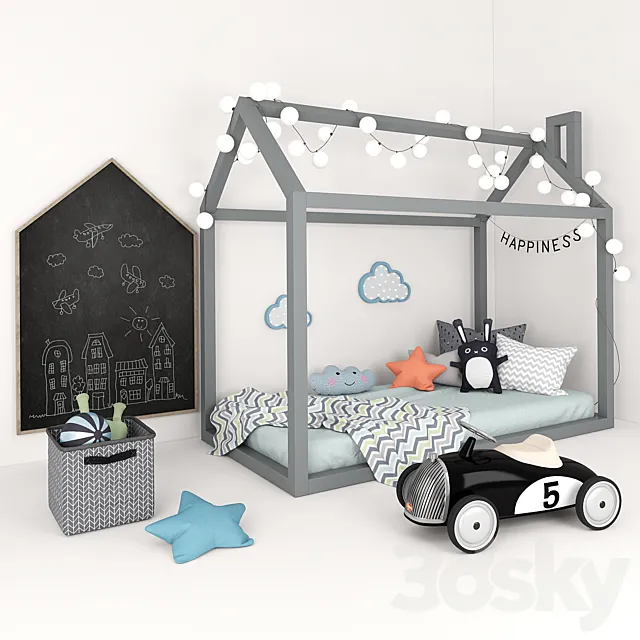 Bed-house with a set of accessories for children 3DS Max Model