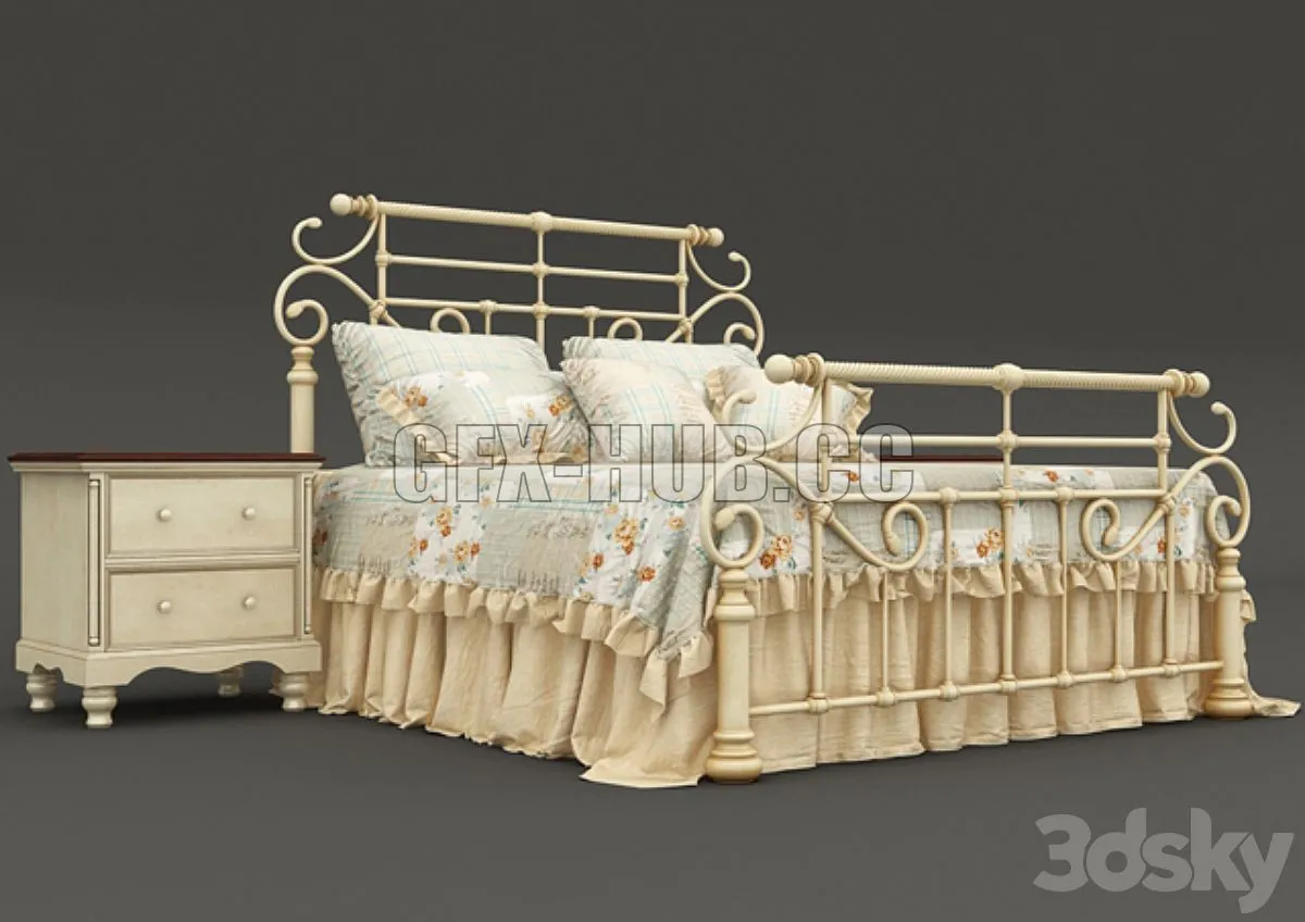 Bed in the style of Provence 3dsMax Model