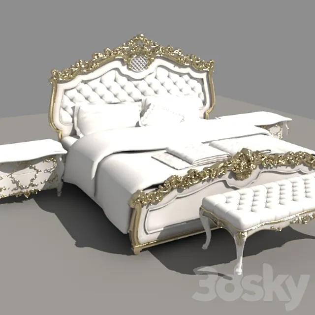 Bed in the style of Rocco-Co 3DSMax File