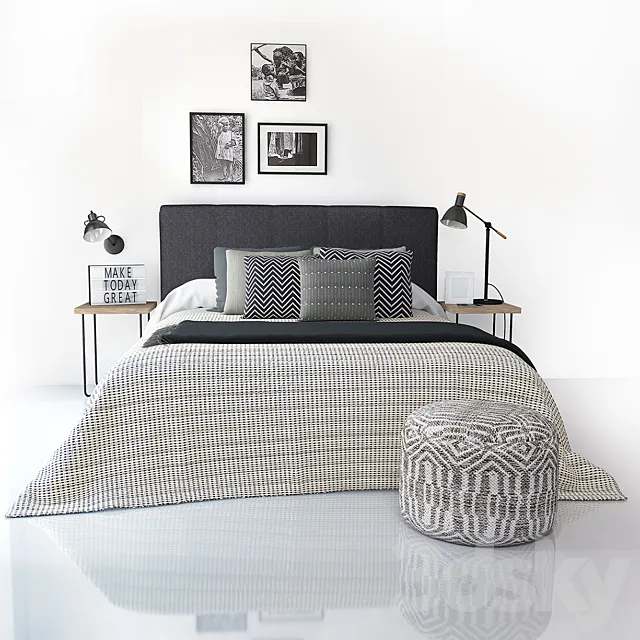 Bed Kenay Kina cabecero gris oscuro 3ds Max
