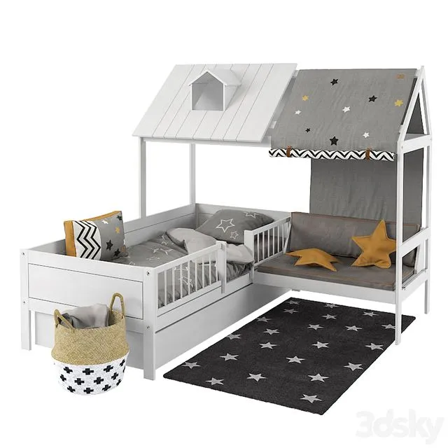 Bed LifeTime BEACHHOUSE HUTBED WITH COUCH 3dsMax Model