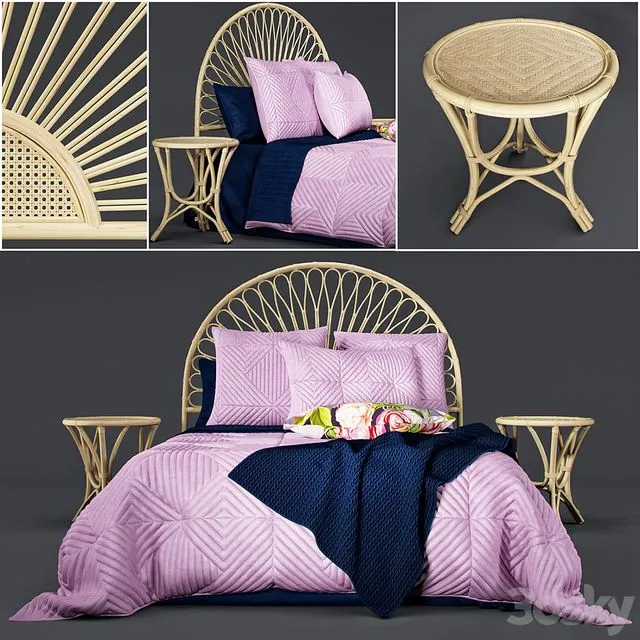 Bed Linen Newport Quilted Velvet 3dsMax Model