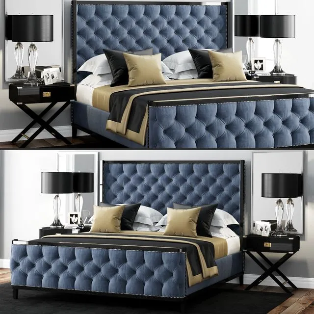 Bed LuXeo USA Kensington Queen Tufted 3dsMax Model