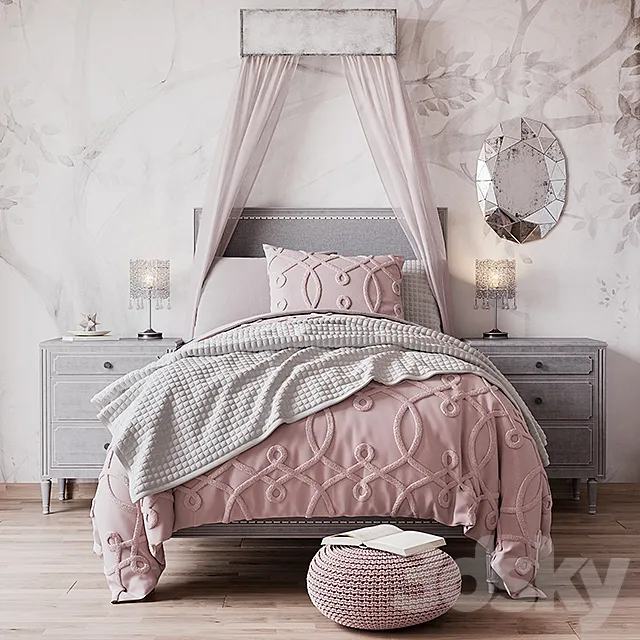 Bed MARCELLE UPHOLSTERED BED from Restoration Hardware Baby & Child 3DSMax File