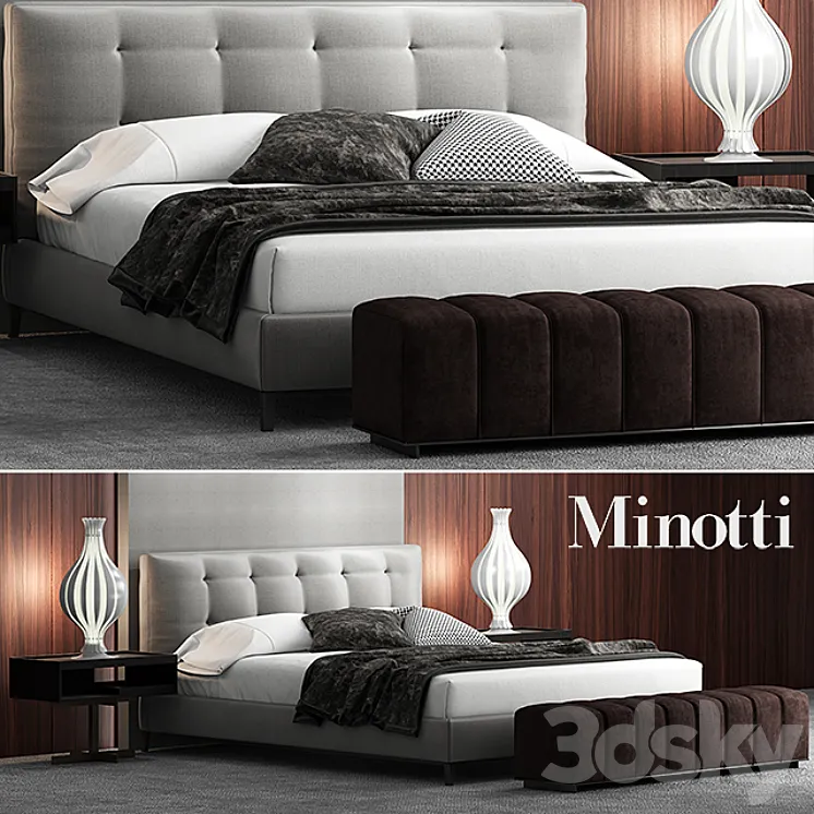 Bed minotti andersen bed QUILT 3DS Max