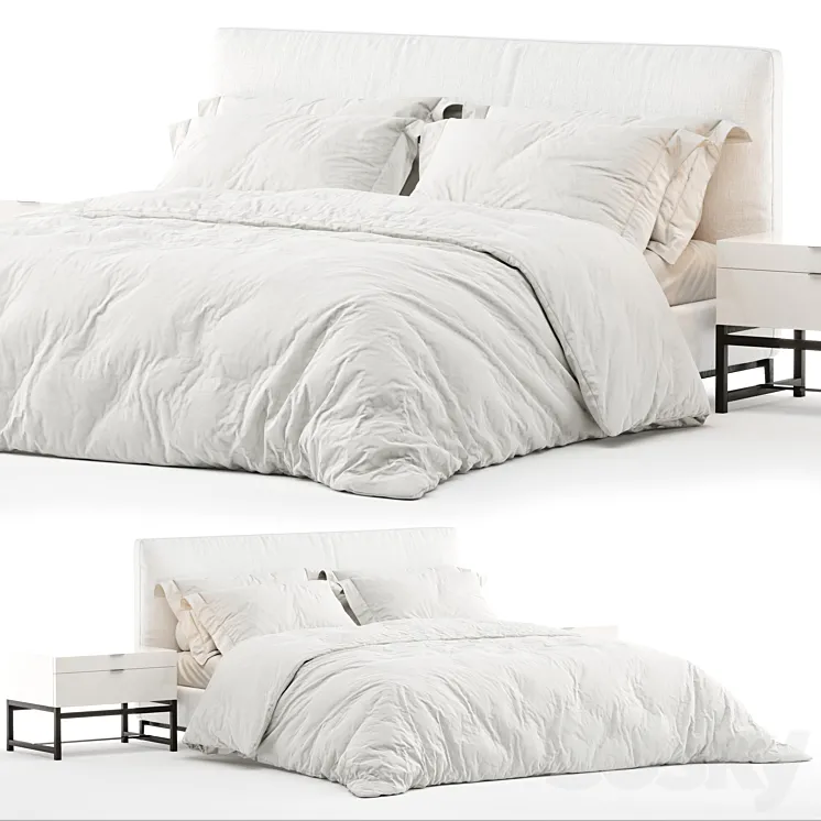 Bed Minotti Andersen (White) 3DS Max