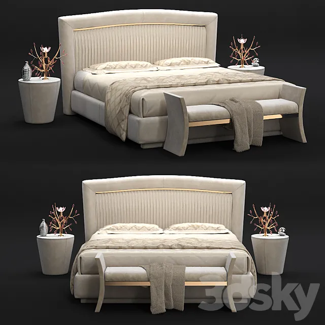 Bed Portofino Plissè and couch RICHARD 3DS Max Model