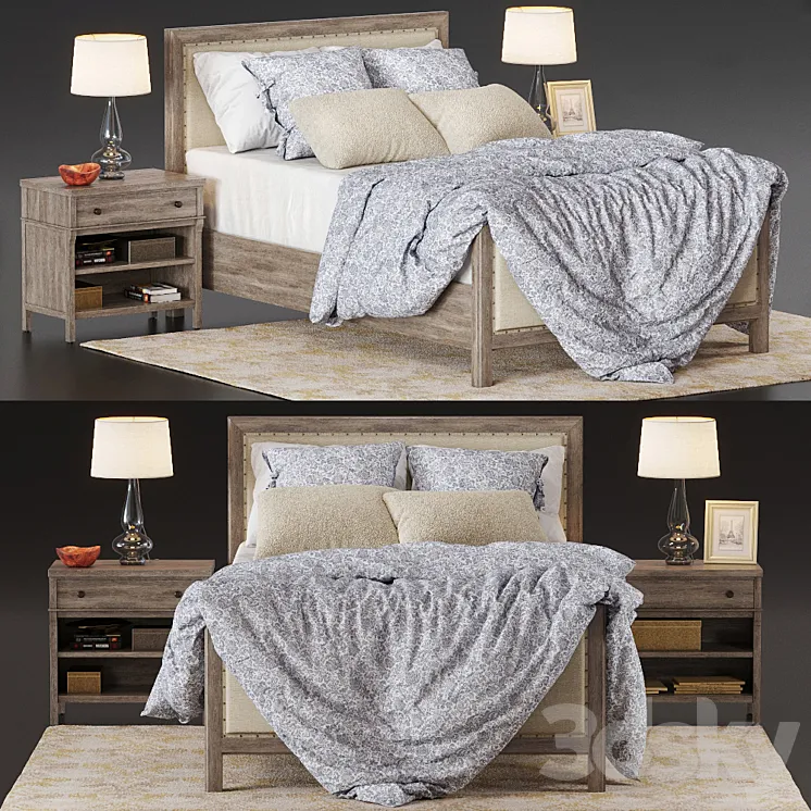 Bed Potterybarn Toulouse wood 3DS Max