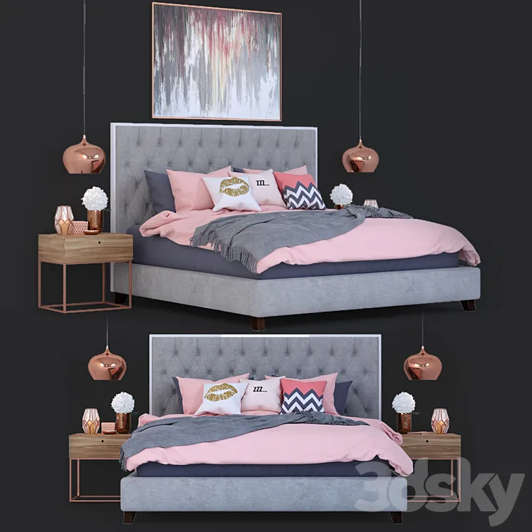 Bed Prague Bed with decor 3DS Max