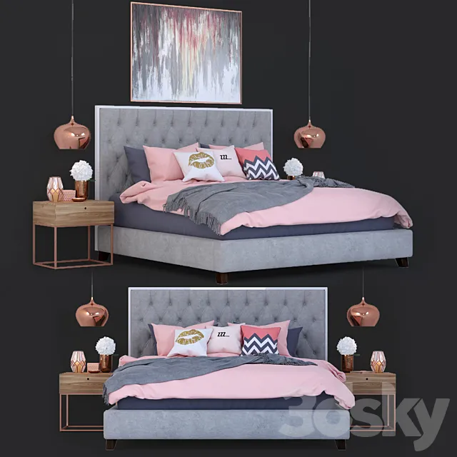 Bed Prague Bed with decor 3DSMax File