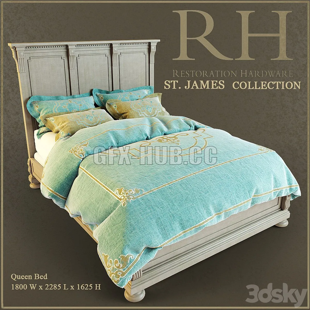 Bed ST James by Restoration Hardware 3dsMax Model