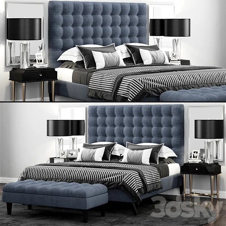 Bed TOV Furniture Eden Grey Velvet Tufted 3DS Max