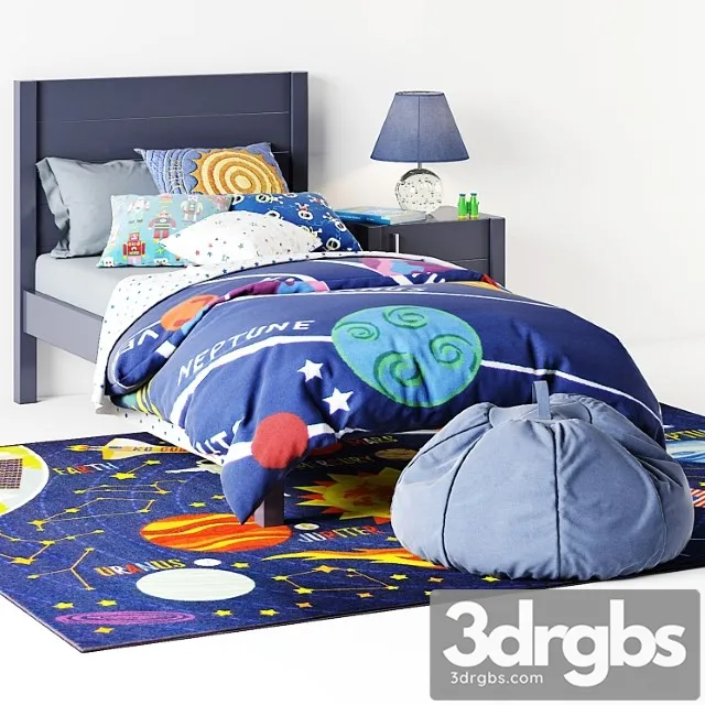 Bed Uptown Navy Blue Bed from Crate & Barrel curbstone Kids Uptown Navy Blue Nightstand 3dsmax Download