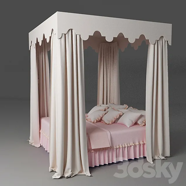 bed with a rectangular canopy 3DSMax File