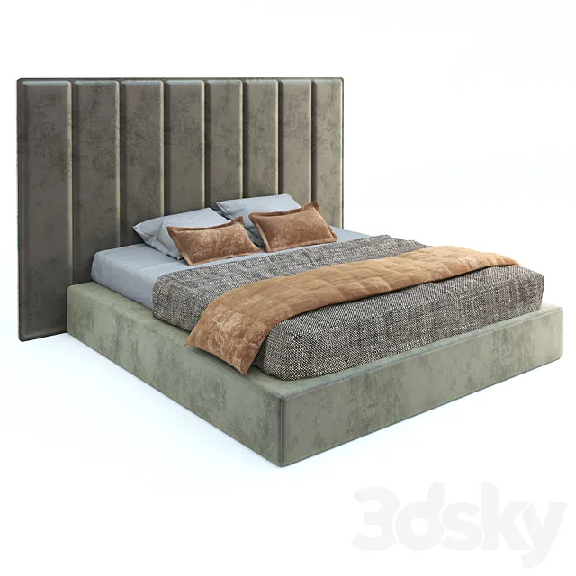 bed with a soft headboard 3DSMax File