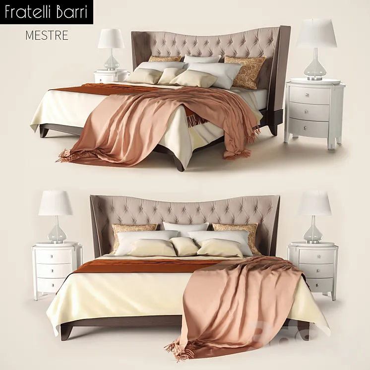 Bed with bedside tables Fratelli Barri Mestre 3DS Max