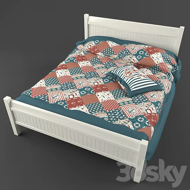 Bed with coverlet – peychvork 3DSMax File