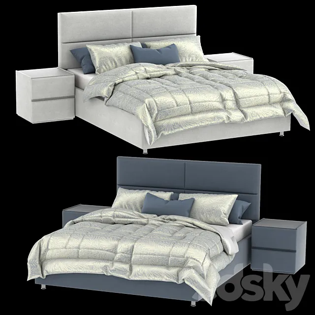 Bed with lifting mechanism ORLANDO and curbstone OSCAR from Askona 3ds Max