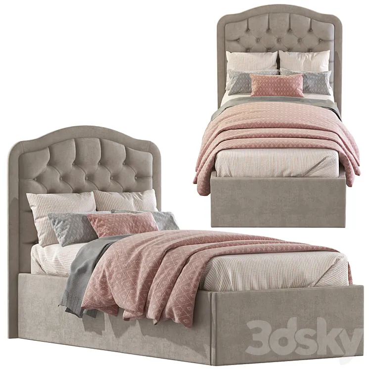 Bed with soft headboard 2 3DS Max