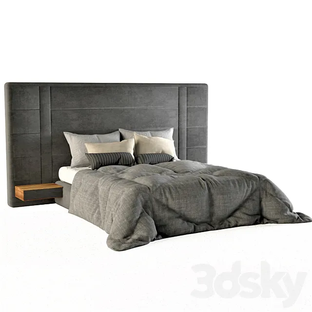 bed with upholstered wall panels 3ds Max