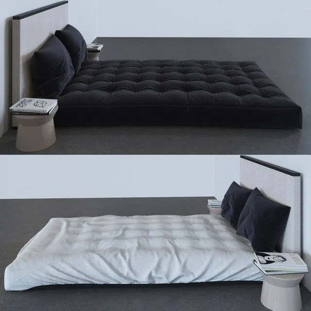 Bed wood fabric round pillow sheet bedside linens 3dsMax Model