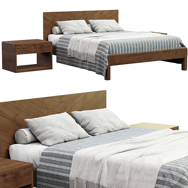 Bed Wood West Elm 3ds Max