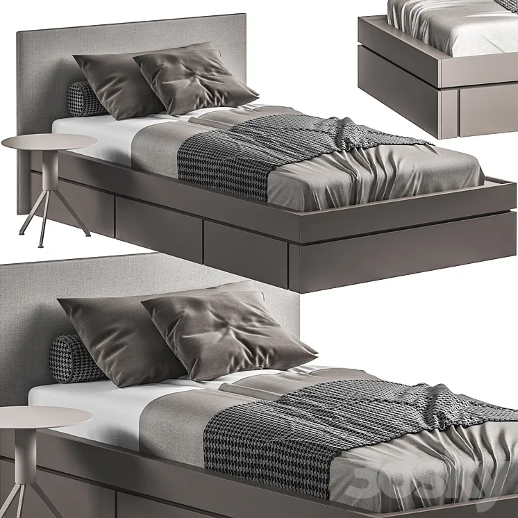 Bed032-Single Bed 3DS Max Model