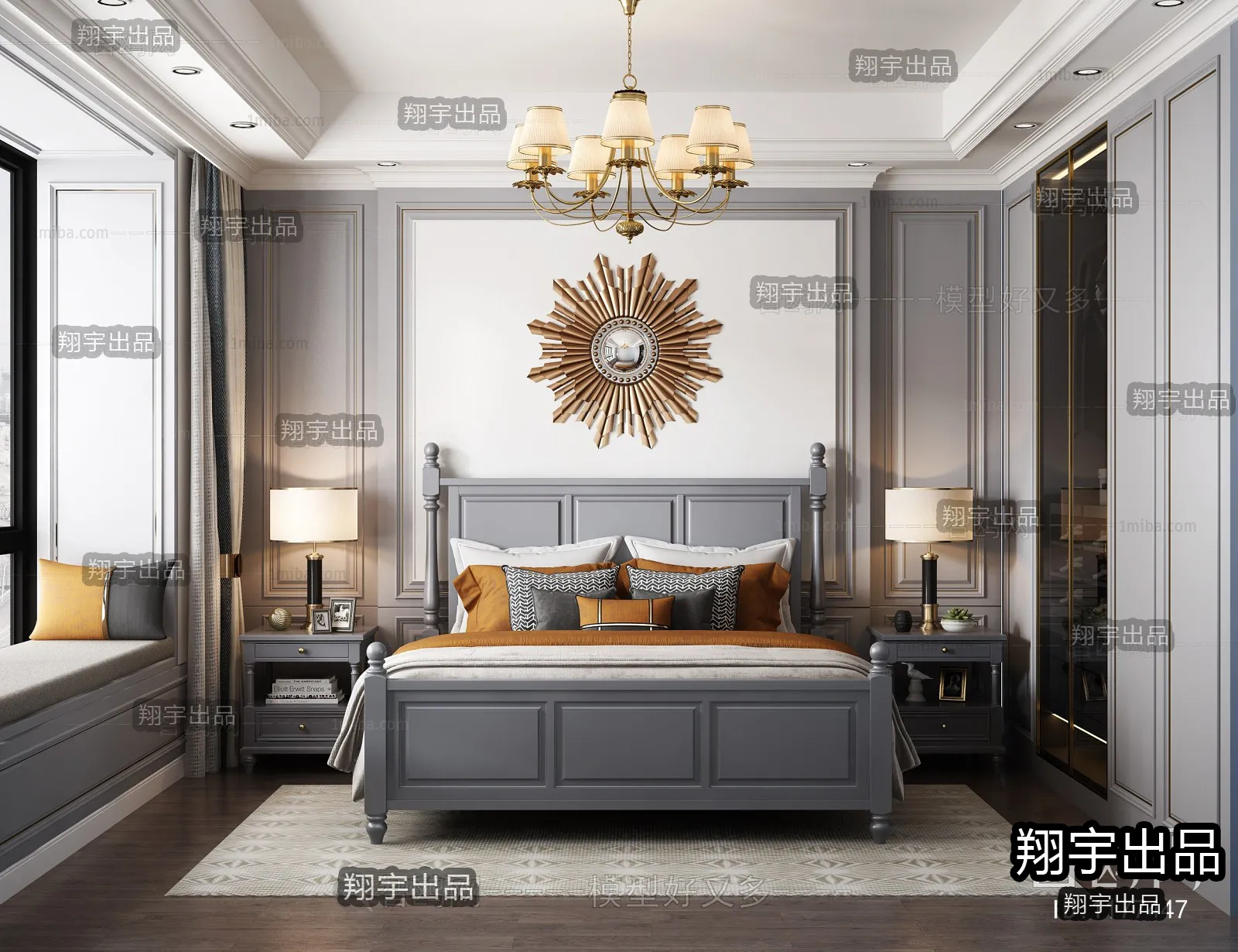 Bedroom 3D Interior Scene – American Style – 018