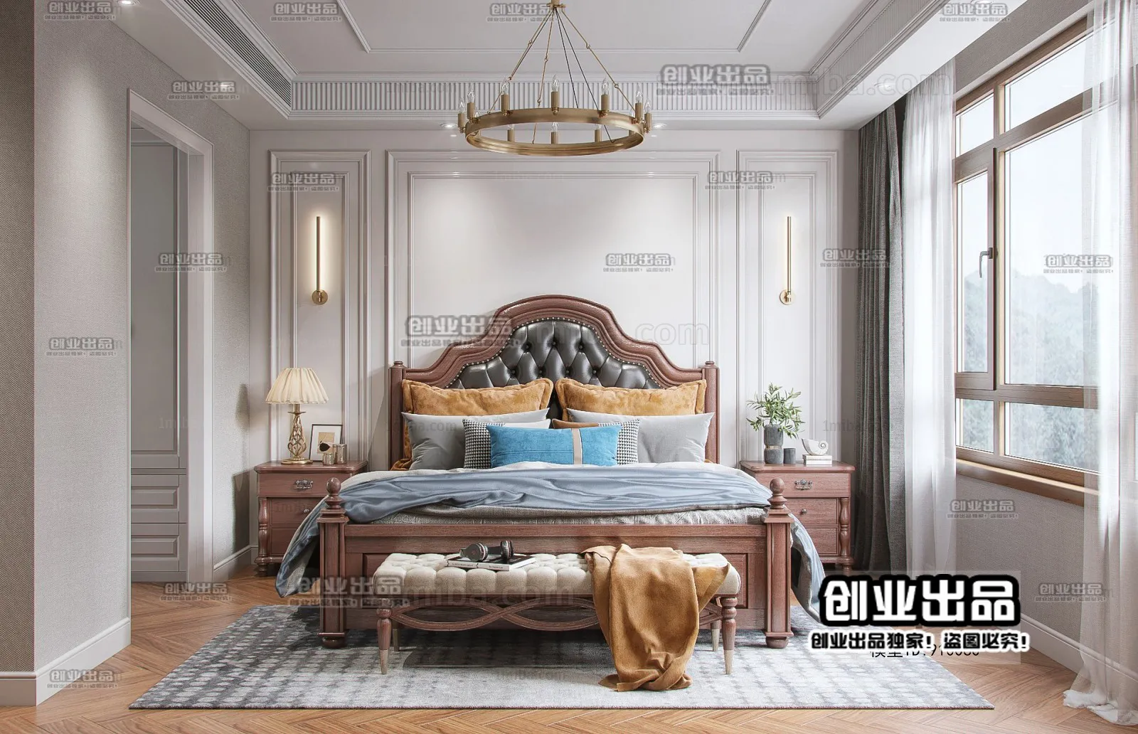 Bedroom 3D Interior Scene – American Style – 019