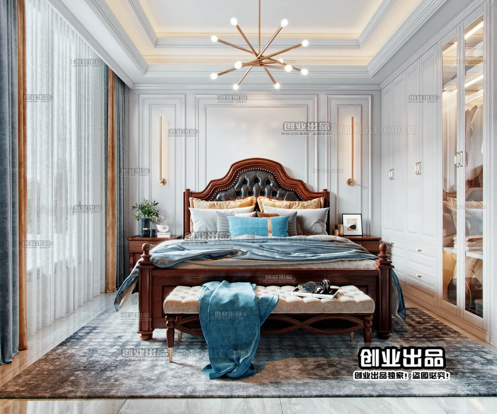 Bedroom 3D Interior Scene – American Style – 021