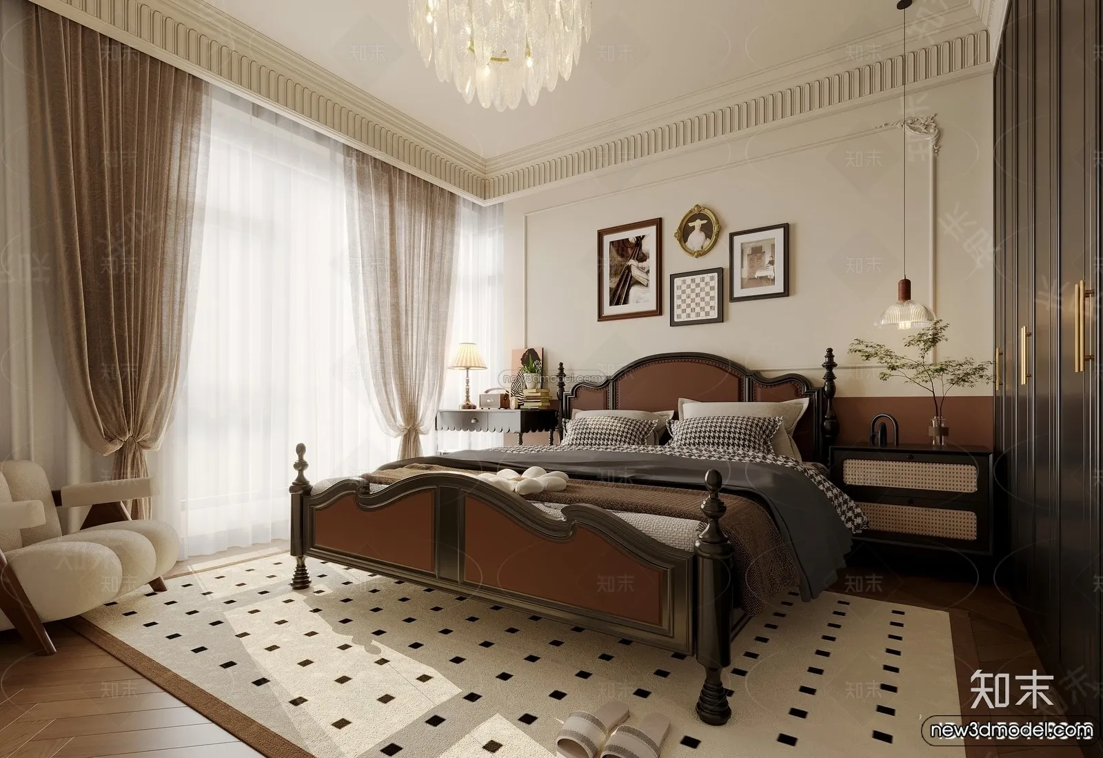 Bedroom – 3D Interior Scene – French Style – 004