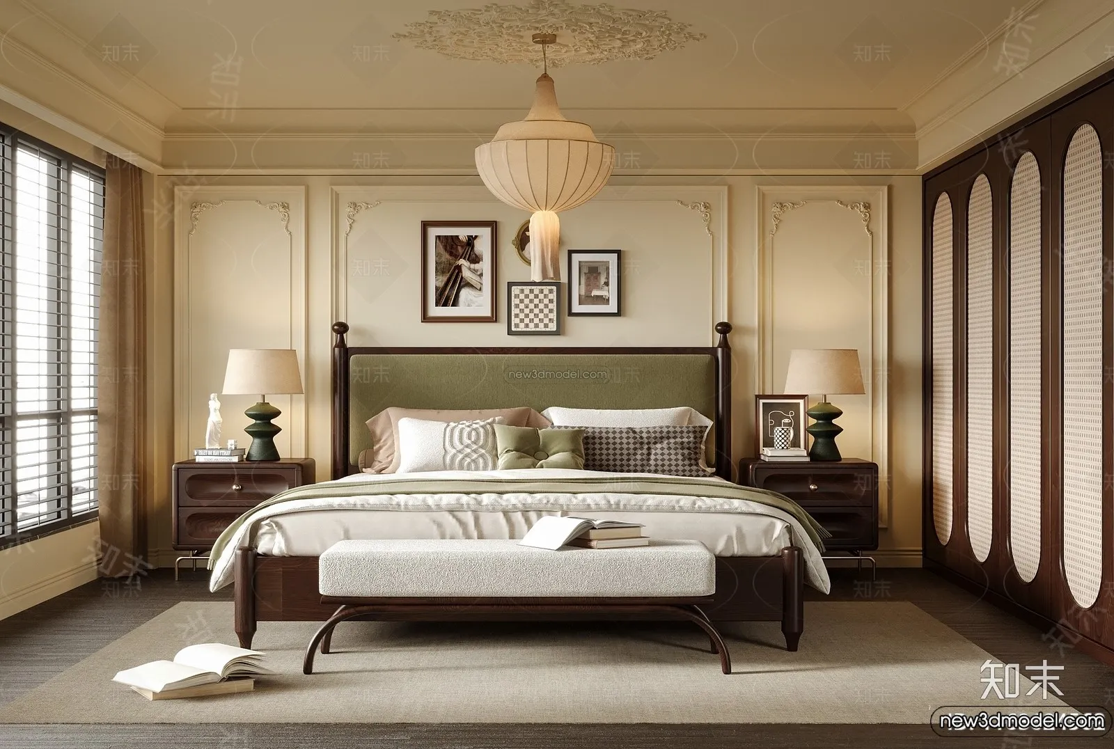 Bedroom – 3D Interior Scene – French Style – 005