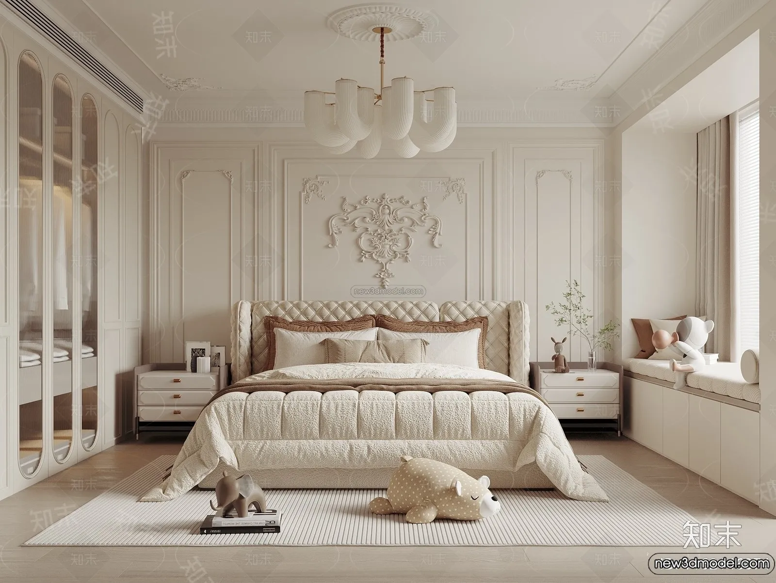 Bedroom – 3D Interior Scene – French Style – 006