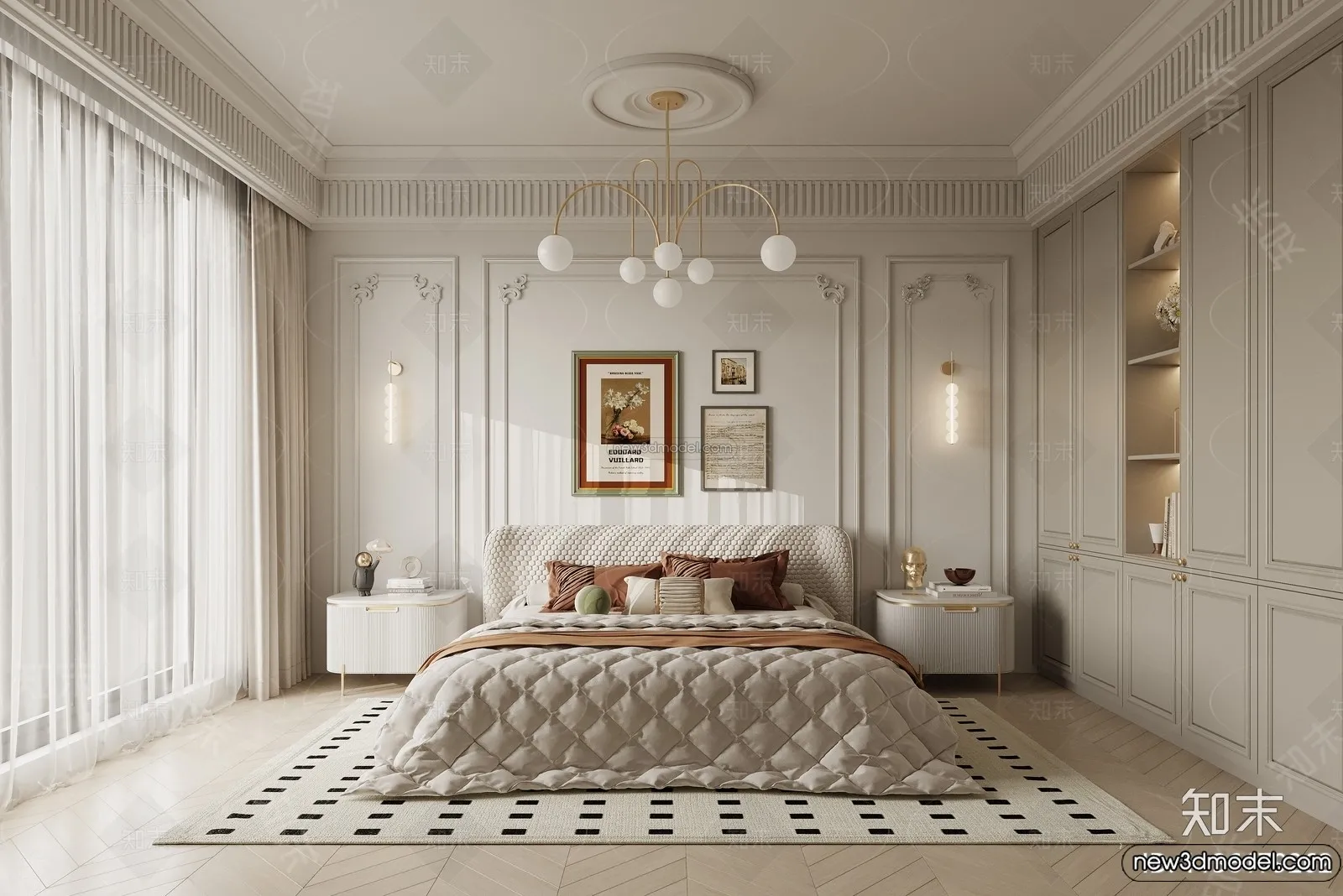 Bedroom – 3D Interior Scene – French Style – 007