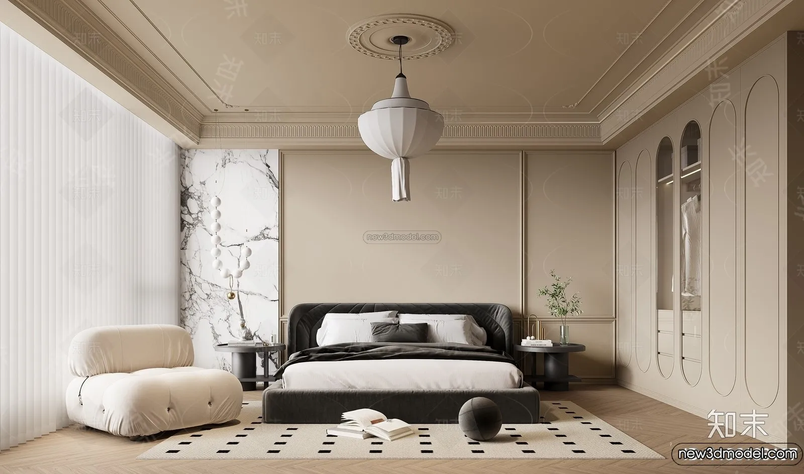 Bedroom – 3D Interior Scene – French Style – 008