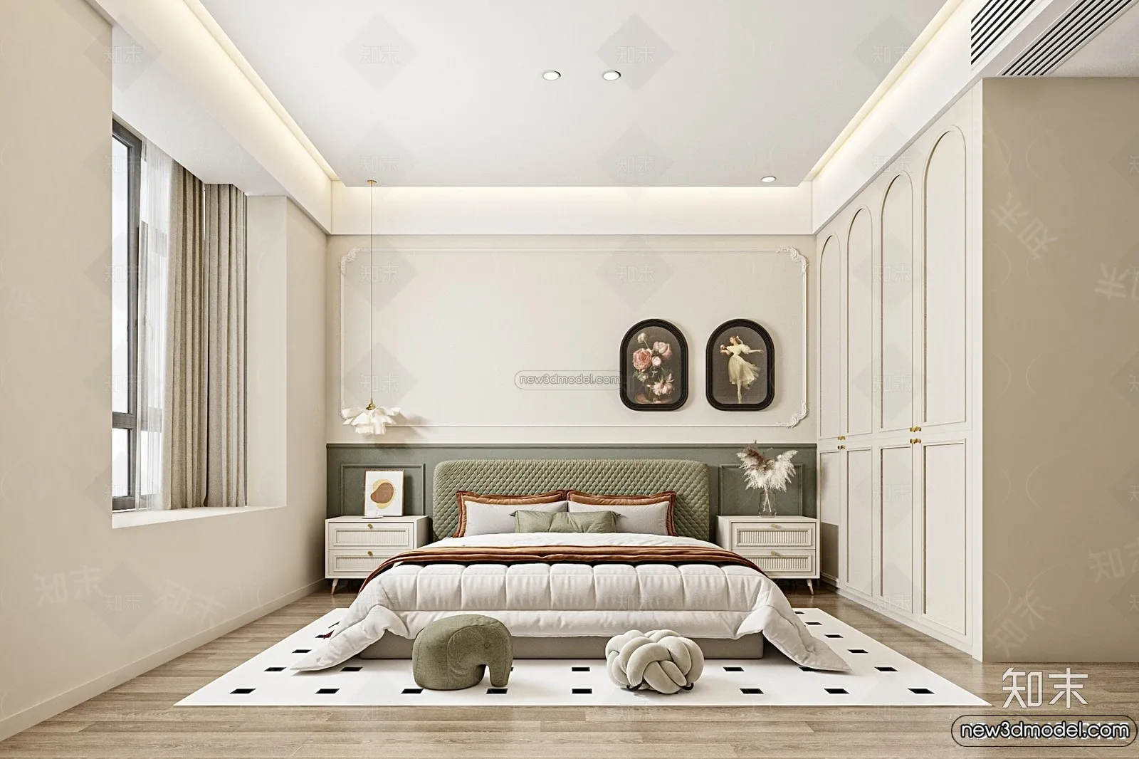 Bedroom – 3D Interior Scene – French Style – 009