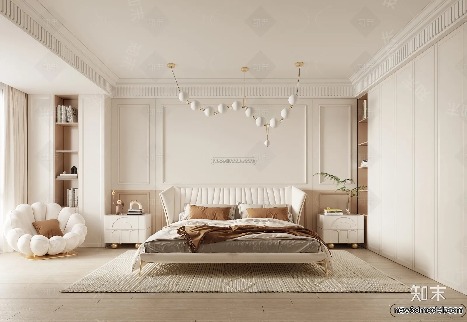 Bedroom – 3D Interior Scene – French Style – 010